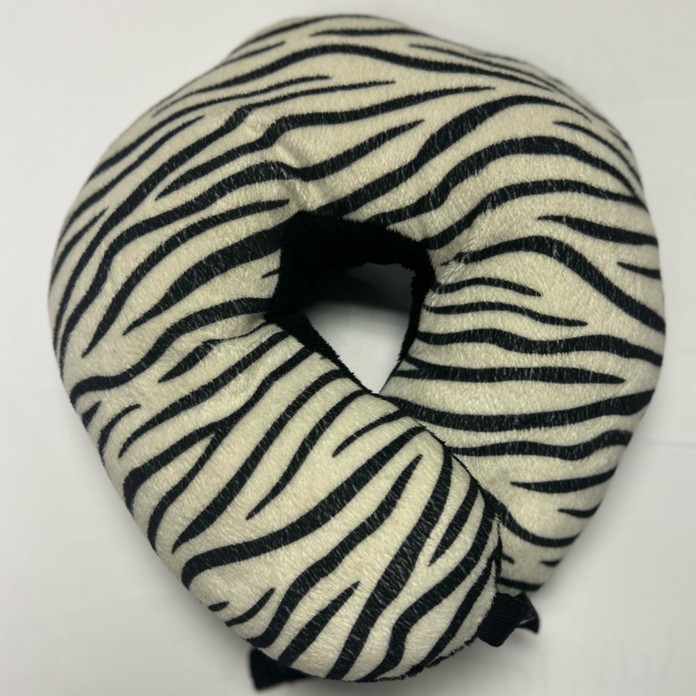 Plush Black and zebra striped Travel Neck Pillow #gift